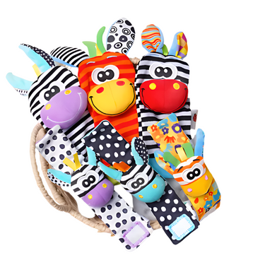 RattleJoy | Jugar y descubrir con cada movimiento – Suaves sonajeros de pulsera para bebés
